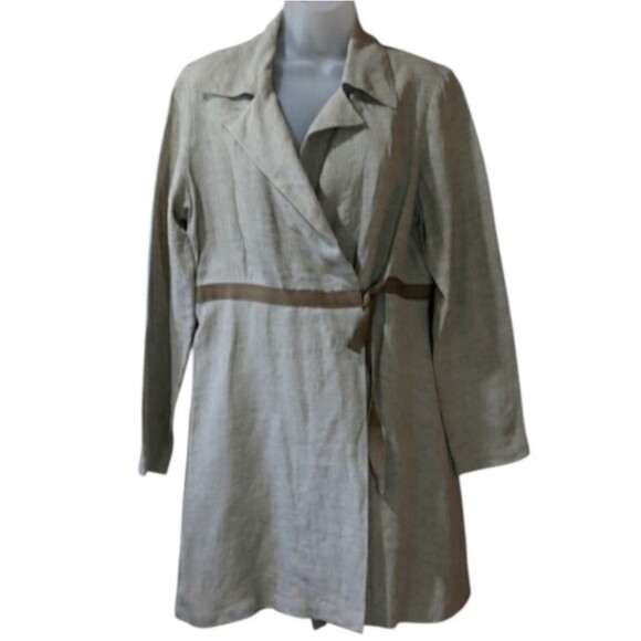 Su-Zen Vintage 1980s Linen Wrap Jacket Long Line Blazer Dress Rare Collectible M - Picture 1 of 15